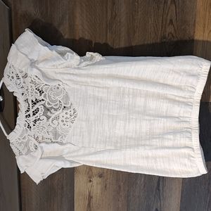 Express cap sleeve lace chest blouse white